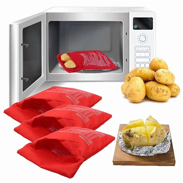 Alt view image 3 of 7 - Microwave Potato Bag Reusable Express Microwave Potato Cooker Bag Baked Potato Cooker Perfect Potatoes 4 Minutes Red Baked Pouch