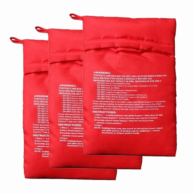 Alt view image 6 of 7 - Microwave Potato Bag Reusable Express Microwave Potato Cooker Bag Baked Potato Cooker Perfect Potatoes 4 Minutes Red Baked Pouch