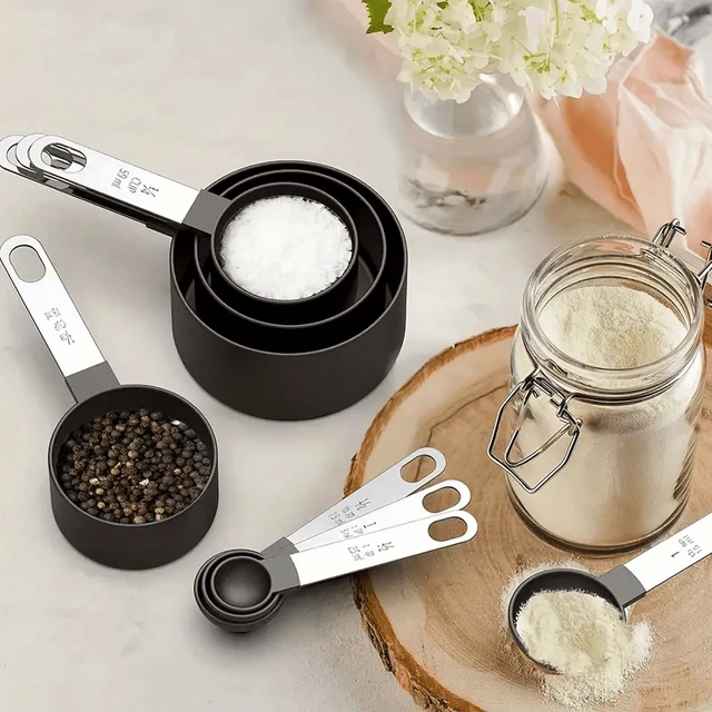 Alt view image 2 of 7 - 8pcs Measuring Cups & Spoons Set,Stackable Nesting Measure Cups with Stainless Steel Handle,Kitchen Gadgets for Cooking & Baking