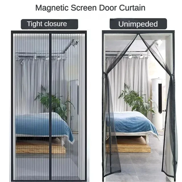 Alt view image 2 of 6 - Anti-mosquito Curtain Mosquito Netss for Window Fly Screen Automatic Closing Door Household Ventilation Curtains Magnetic Net