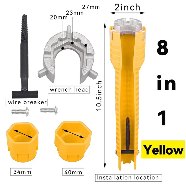 Alt view image 3 of 7 - 8 In 1 Flume Wrench Anti-slip Kitchen Sink Repair Tools Bathroom Faucet Assembly Key Plumbing Installation Wrench