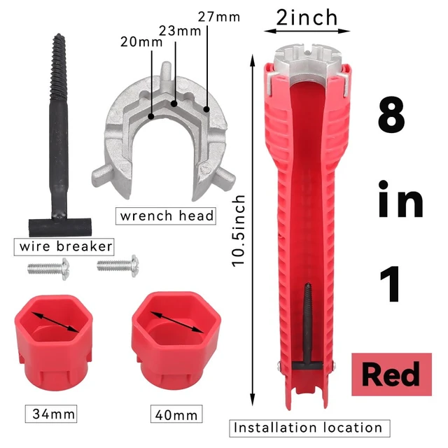 Alt view image 6 of 7 - 8 In 1 Flume Wrench Anti-slip Kitchen Sink Repair Tools Bathroom Faucet Assembly Key Plumbing Installation Wrench