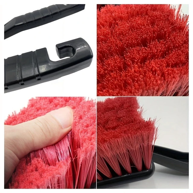 Alt view image 2 of 7 - 1Pc Soft Bristle Car Wash Brush - Long Handle Tire & Body Cleaning Tool With Red Head For Wheel Hubs