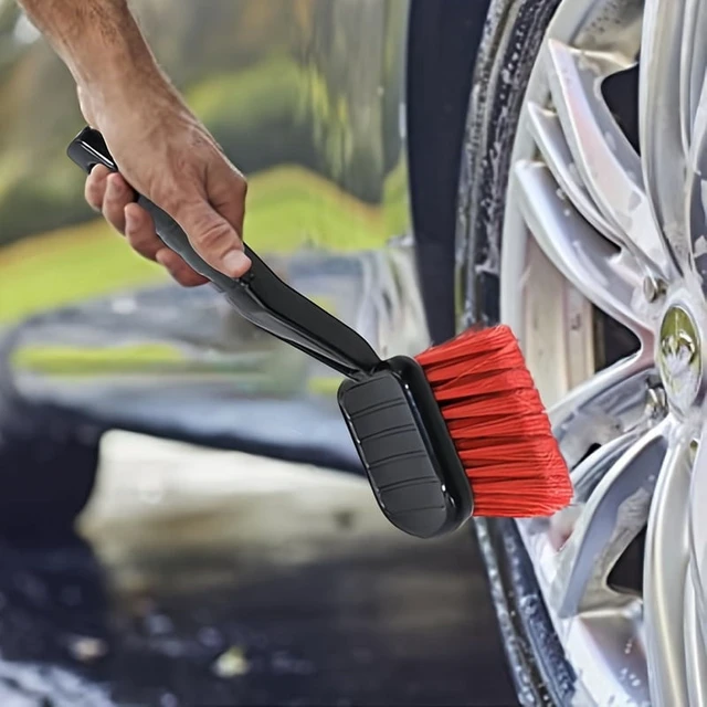 Alt view image 6 of 7 - 1Pc Soft Bristle Car Wash Brush - Long Handle Tire & Body Cleaning Tool With Red Head For Wheel Hubs