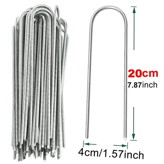 Alt view image 7 of 7 - U-type Garden Staples Heavy-duty Fence Tubing Stakes Sod Pins Galvanized Landscape Spike for Holding Lawns Barrier Ground Nail