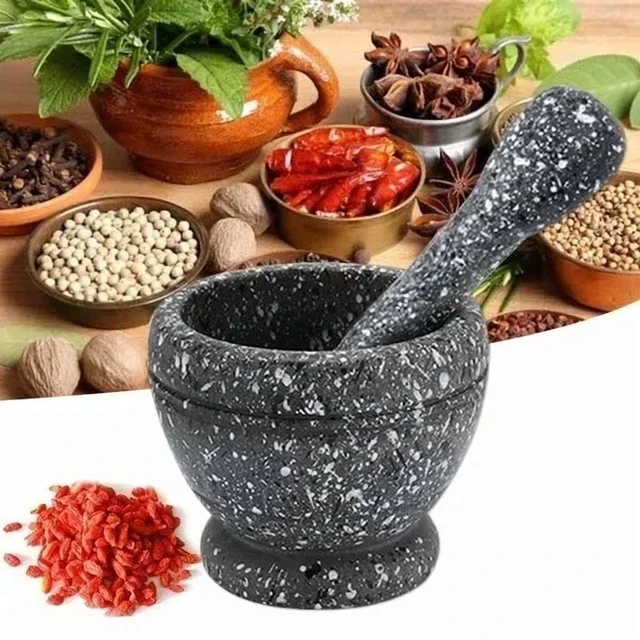 Alt view image 6 of 7 - Resin Setmortar and Pestle Garlic Herb Spice Mixing Grinding Crusher Bowl Restaurant Kitchen Tools