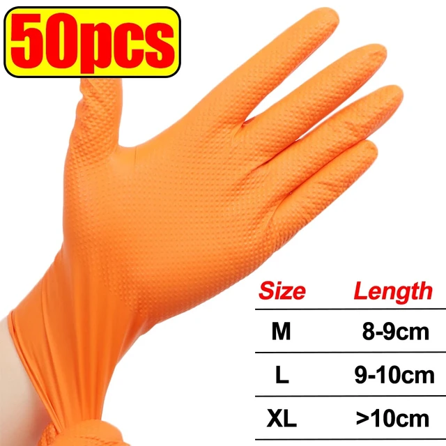 Alt view image 4 of 7 - Heavy Duty Nitrile Gloves 8Mil Extra Thick Mechanic Home Garden Disposable Glove with Textured Grip Antislip Safety Work Gloves