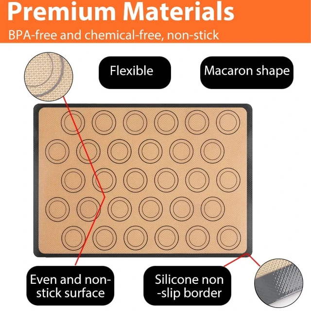 Alt view image 3 of 7 - 1PC Silicone Baking Mat for Oven, Thin 0.4mm, Reusable Non Stick Heat Resistant Bakeware Sheets Liner Baking Tools for Cookie