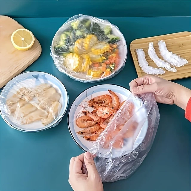 Alt view image 2 of 7 - Large size 100 pieces of color food grade cling film cover disposable refrigerator, fruit and food dust cover