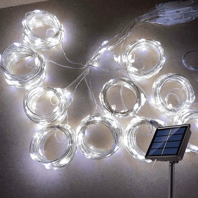 Alt view image 3 of 7 - Solar Curtain Light Outdoor Waterproof Solar Fairy Garland String Lights Garden Yard Pavilion Wedding Party Holiday Decor Lights