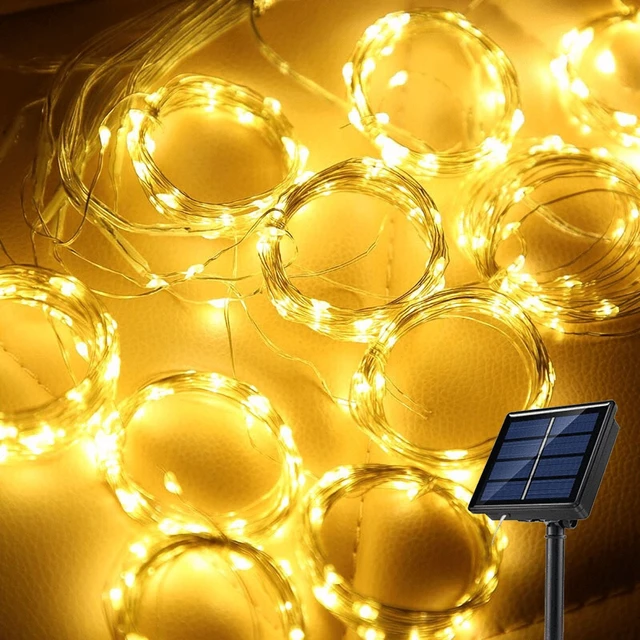 Alt view image 7 of 7 - Solar Curtain Light Outdoor Waterproof Solar Fairy Garland String Lights Garden Yard Pavilion Wedding Party Holiday Decor Lights