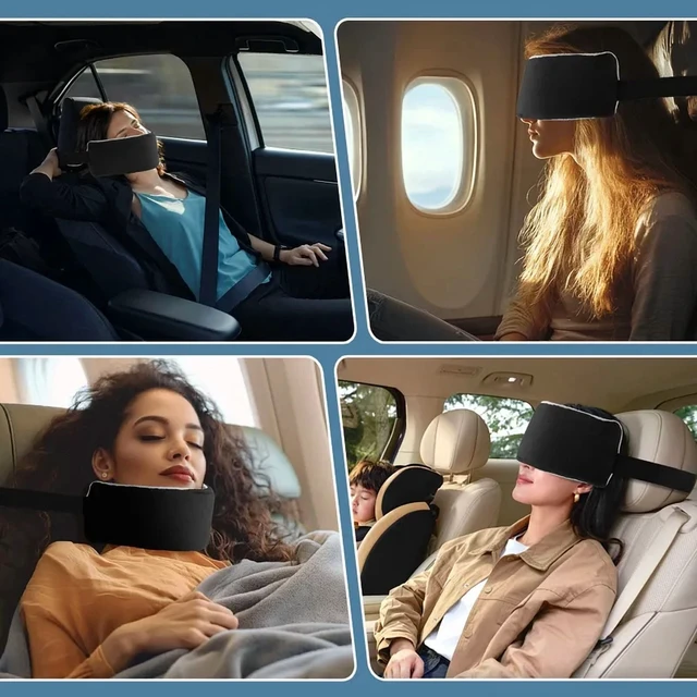 Alt view image 7 of 7 - 2PCS/Set Travel Pillow Alternative Stops Head Bobbing Airplane Head Straps and Car Head Support Band Great on Travel Upright