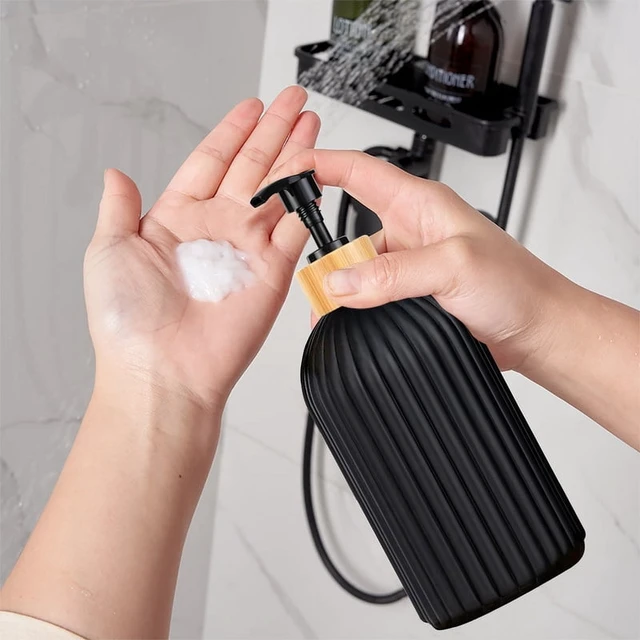 Alt view image 7 of 7 - Bathroom Countertop Container Hand Soap Dispenser Cotton Ball Storage Box Toothbrush Holder Home Decoration Organizer