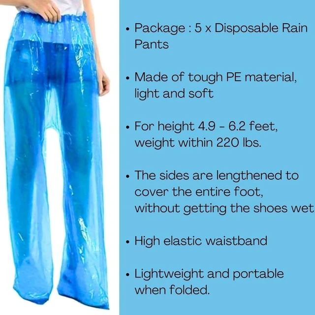 Alt view image 5 of 7 - 1-20pcs Disposable Raincoat Pants Portable Splash Proof Split Raincoat Outdoor Travel Drifting Cycling Feet-wrapped Rain Pants