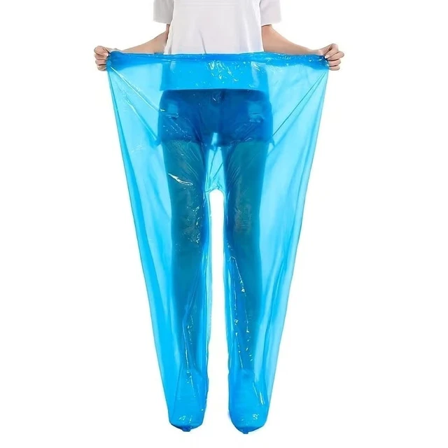 Alt view image 7 of 7 - 1-20pcs Disposable Raincoat Pants Portable Splash Proof Split Raincoat Outdoor Travel Drifting Cycling Feet-wrapped Rain Pants