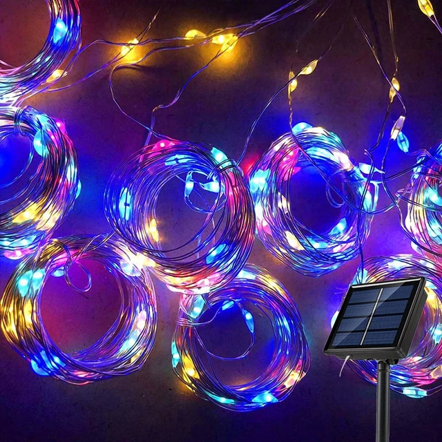 Alt view image 6 of 7 - Solar Curtain Light Outdoor Waterproof Solar Fairy Garland String Lights Garden Yard Pavilion Wedding Party Holiday Decor Lights
