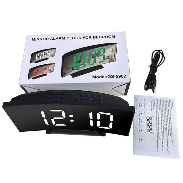 Alt view image 5 of 7 - Electronic Alarm Clock Noiseless Design Digital LED Large Display Mirror Electronic Clock Digital Alarm Clock LED Mirror Clocks