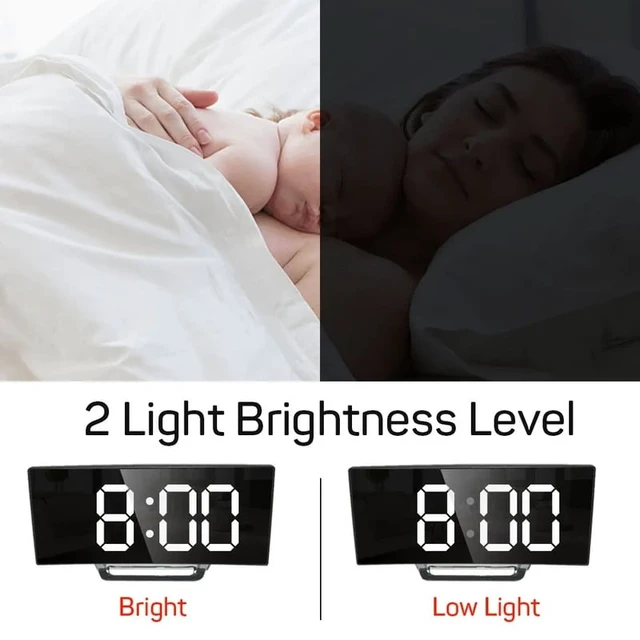Alt view image 7 of 7 - Electronic Alarm Clock Noiseless Design Digital LED Large Display Mirror Electronic Clock Digital Alarm Clock LED Mirror Clocks