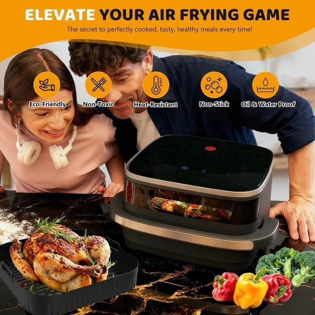 Alt view image 3 of 7 - 26cm Air Fryer Silicone Mold for Moulinex Easy Fry XL Surface Reusable AirFryer Silicone Tray Container Accessorie Easy To Clean