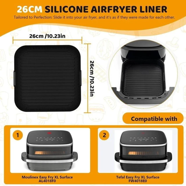Alt view image 4 of 7 - 26cm Air Fryer Silicone Mold for Moulinex Easy Fry XL Surface Reusable AirFryer Silicone Tray Container Accessorie Easy To Clean
