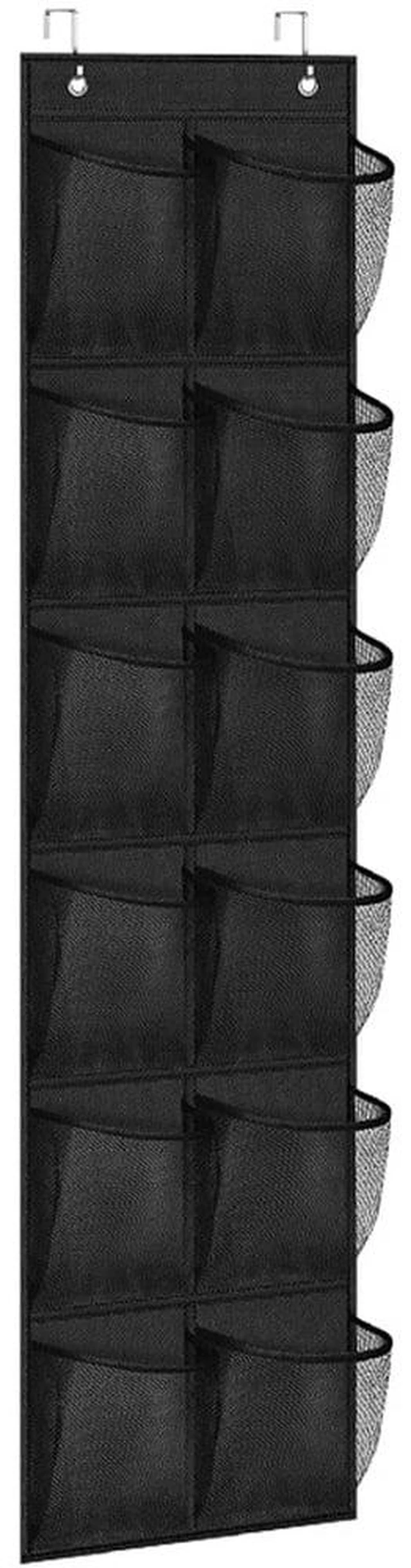 Main image of 12 Pockets Over the Door Shoe Organizer Large Mesh Pockets With 2 Hooks Transparent Fabric Shoe Rack Storage Bag For Bedroom