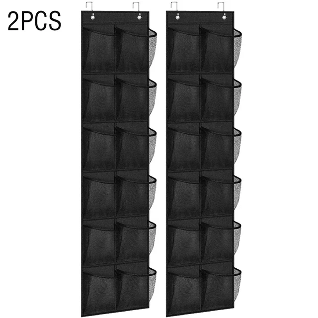 Alt view image 2 of 7 - 12 Pockets Over the Door Shoe Organizer Large Mesh Pockets With 2 Hooks Transparent Fabric Shoe Rack Storage Bag For Bedroom