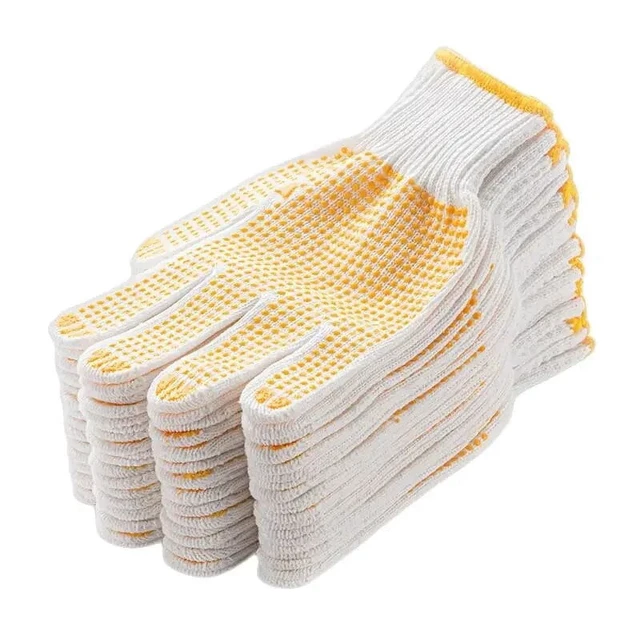 Alt view image 3 of 7 - 12 Pairs Work Gloves With Anti Slip Grip, PVC Dots Safety Cotton Protection ,For Painter, Mechanic Industrial Construction