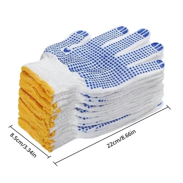 Alt view image 5 of 7 - 12 Pairs Work Gloves With Anti Slip Grip, PVC Dots Safety Cotton Protection ,For Painter, Mechanic Industrial Construction