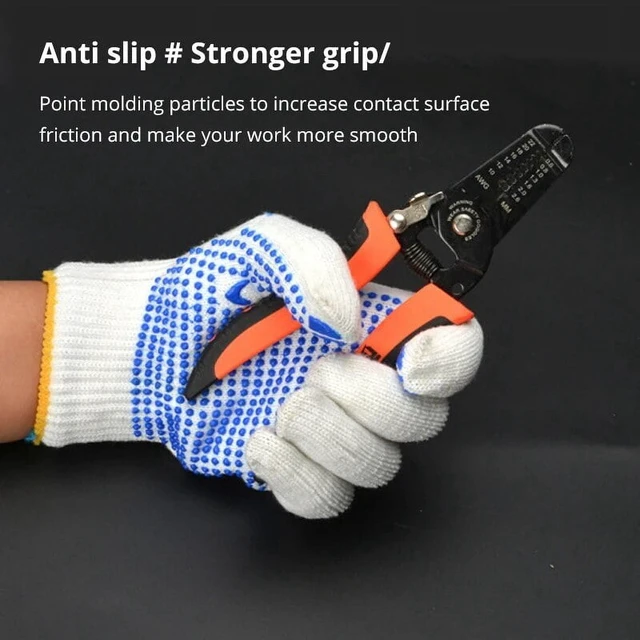 Alt view image 7 of 7 - 12 Pairs Work Gloves With Anti Slip Grip, PVC Dots Safety Cotton Protection ,For Painter, Mechanic Industrial Construction