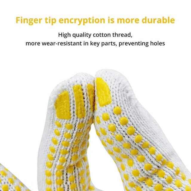 Alt view image 6 of 7 - 12 Pairs Work Gloves With Anti Slip Grip, PVC Dots Safety Cotton Protection ,For Painter, Mechanic Industrial Construction