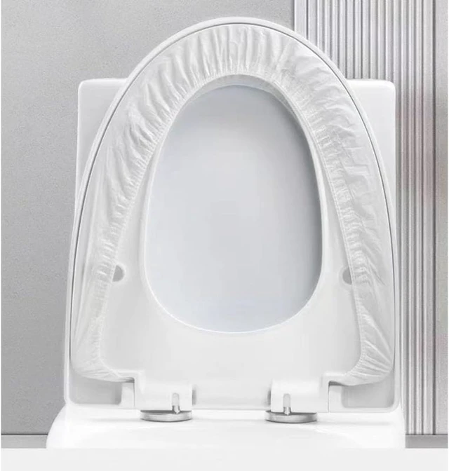 Alt view image 5 of 7 - Disposable Toilet Seat Cover Waterproof Non-Woven Fabric Disposable Seat Covers for Travel Outing Hotel Hospital Public Toilet