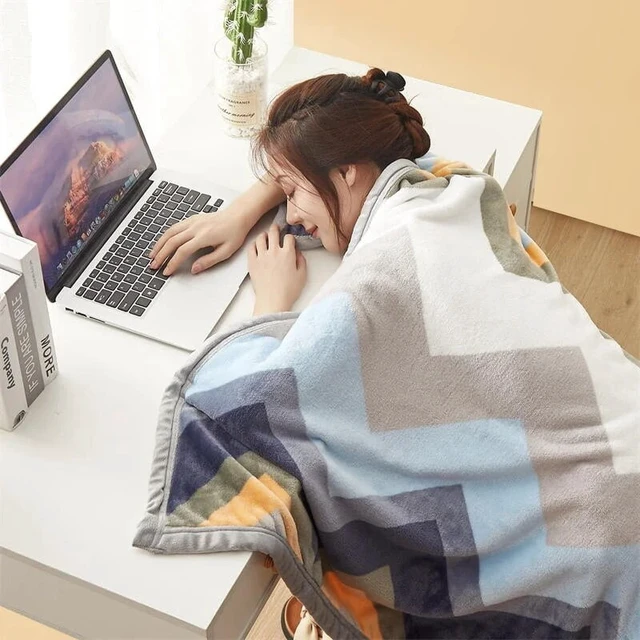 Alt view image 7 of 7 - Extra Soft Flannel Blanket Thickened Nap Air Conditioning Blanket