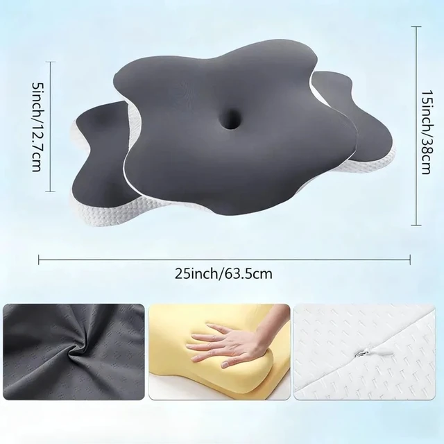 Alt view image 4 of 7 - Memory Foam Pillowcase Cervical Pillowcase Pillow Protector Bedding Pillow Cases Cover Cooling Fabric Portable Home Holiday Gift