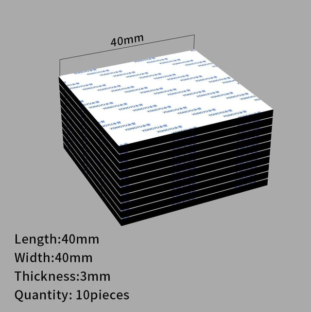 Main image of 10X Double Sided Adhesive Pads,Heavy Duty Mounting Tape 3mm Thickness Pre-Cut Foam Tape,Super-Sticky Black Strong Pads Rectangle