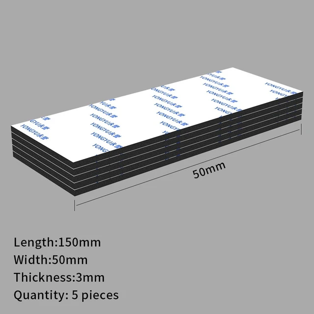 Alt view image 3 of 7 - 10X Double Sided Adhesive Pads,Heavy Duty Mounting Tape 3mm Thickness Pre-Cut Foam Tape,Super-Sticky Black Strong Pads Rectangle