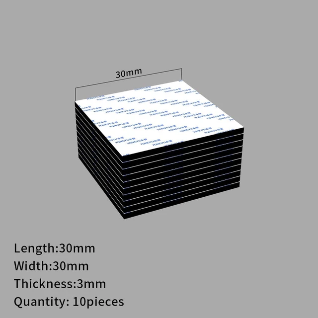 Alt view image 4 of 7 - 10X Double Sided Adhesive Pads,Heavy Duty Mounting Tape 3mm Thickness Pre-Cut Foam Tape,Super-Sticky Black Strong Pads Rectangle
