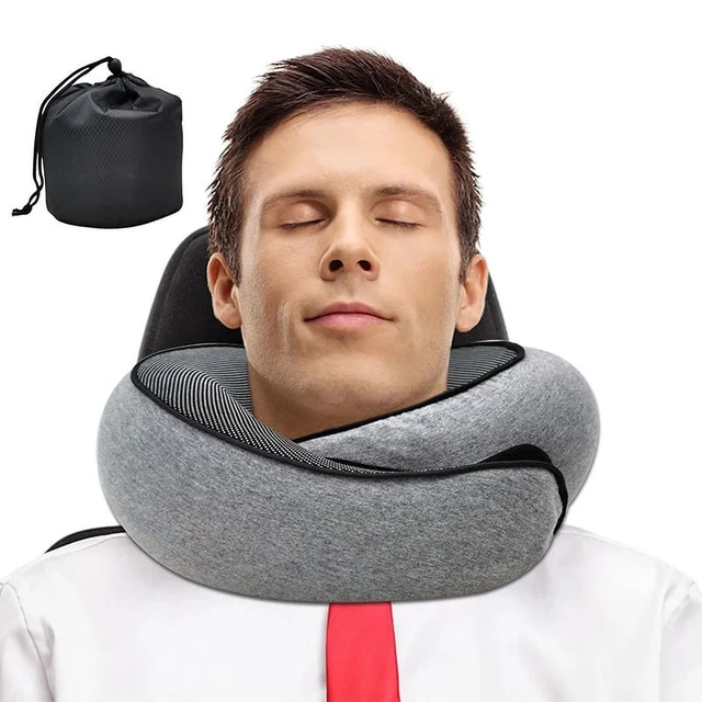 Alt view image 2 of 7 - Travel Neck Pillow Memory Foam U-shaped Pillow Snail Style Travel Neck Support Portable Adjustable Soft Noon Break Sleep Pillows