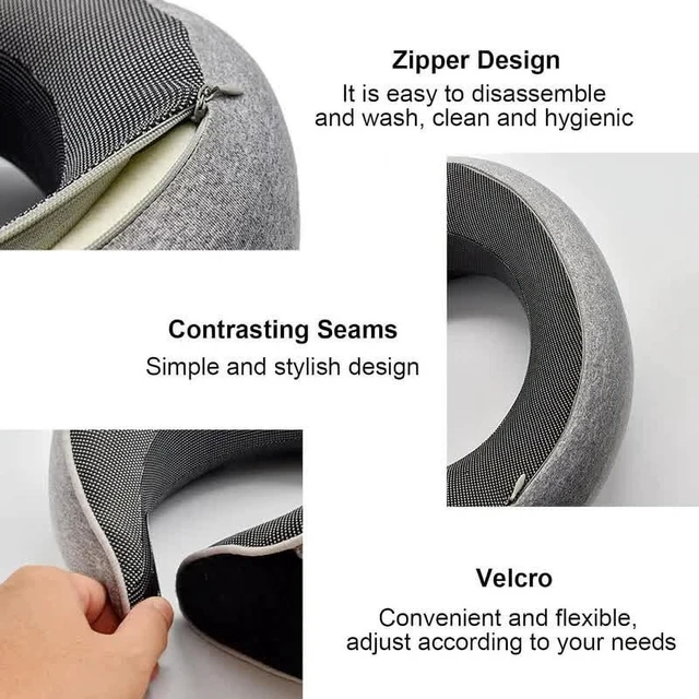 Alt view image 5 of 7 - Travel Neck Pillow Memory Foam U-shaped Pillow Snail Style Travel Neck Support Portable Adjustable Soft Noon Break Sleep Pillows