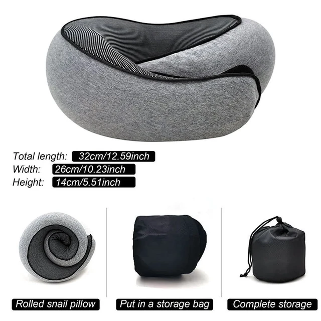 Alt view image 6 of 7 - Travel Neck Pillow Memory Foam U-shaped Pillow Snail Style Travel Neck Support Portable Adjustable Soft Noon Break Sleep Pillows