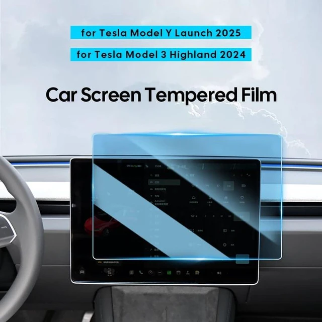 Alt view image 4 of 7 - Tempered Glass Film Protector for New Tesla Model Y Juniper 2025 2026 Launch Model 3 Highland 2024 Front Rear Screen Protective