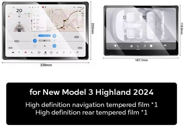 Alt view image 7 of 7 - Tempered Glass Film Protector for New Tesla Model Y Juniper 2025 2026 Launch Model 3 Highland 2024 Front Rear Screen Protective