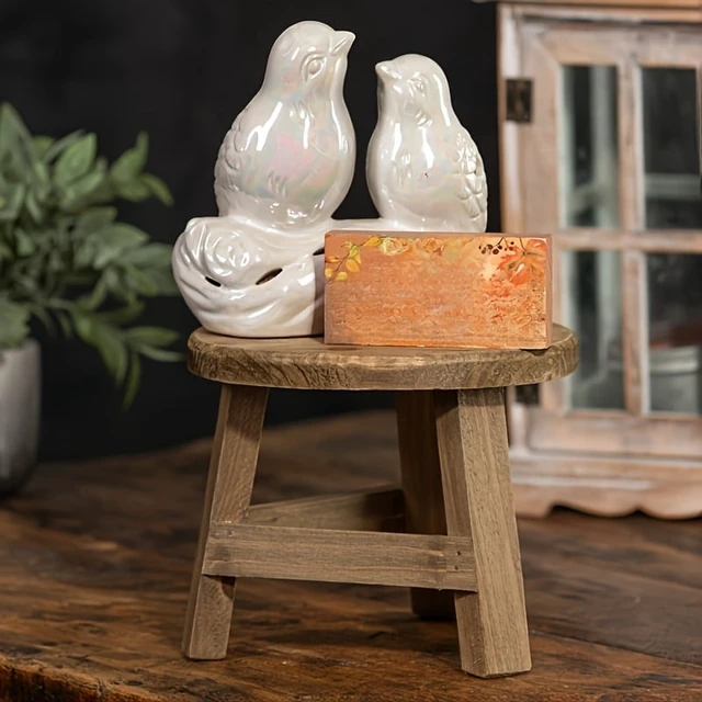 Alt view image 2 of 4 - Wooden Mini Stool Display Stand, Modern Wooden Succulent Plant Stand, Suitable for Balconies, Perfect for Mother's Day Gifts