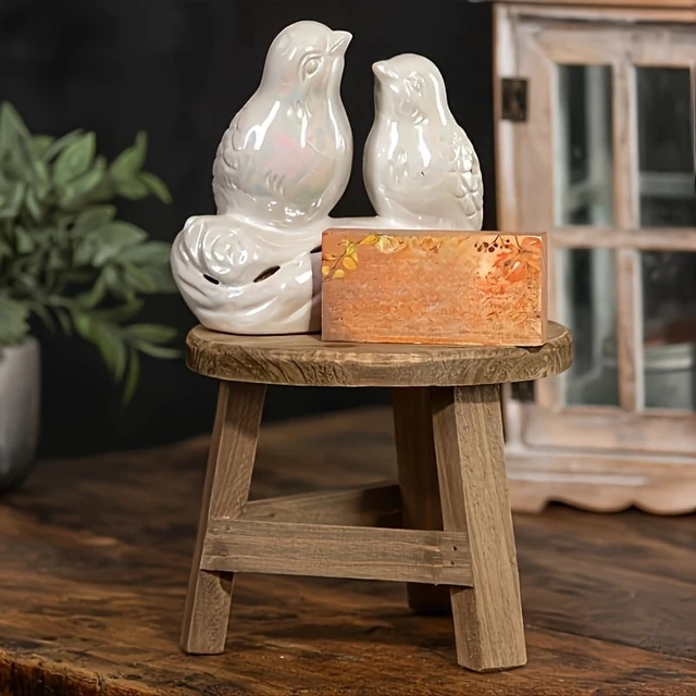 Alt view image 3 of 4 - Wooden Mini Stool Display Stand, Modern Wooden Succulent Plant Stand, Suitable for Balconies, Perfect for Mother's Day Gifts