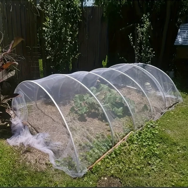 Alt view image 2 of 6 - 1 pack, insect proof net HDPE 60 mesh transparent mesh barrier ultra-fine plant fruit tree net vegetable blueberry, row cover ne