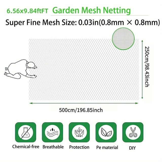 Alt view image 4 of 6 - 1 pack, insect proof net HDPE 60 mesh transparent mesh barrier ultra-fine plant fruit tree net vegetable blueberry, row cover ne