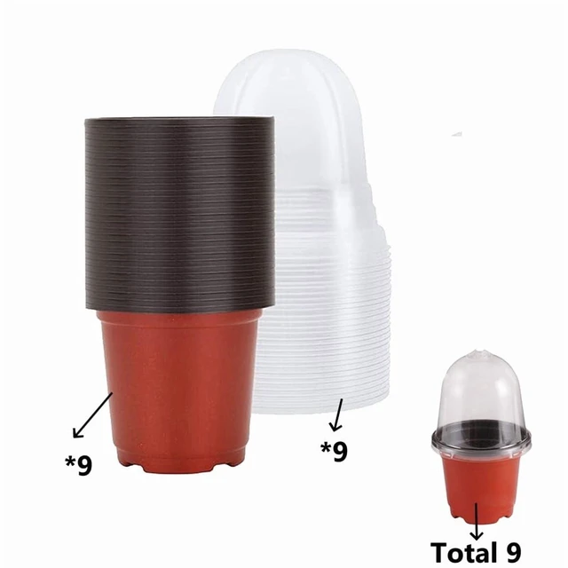 Main image of 18Pcs(9 Pots+9 Lids) Plant Nursery Pots with Humidity Dome Soft Transparent Plastic Gardening Pot Planting Containers Planter