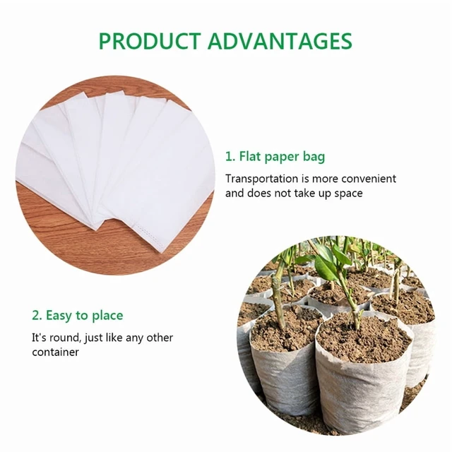 Alt view image 5 of 6 - 100pcs Nonwoven Fabric Nursery Plant Grow Bags Seedling Growing Planter Planting Pots Garden Eco-Friendly Ventilate Bags