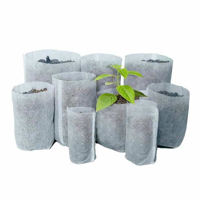 Alt view image 6 of 6 - 100pcs Nonwoven Fabric Nursery Plant Grow Bags Seedling Growing Planter Planting Pots Garden Eco-Friendly Ventilate Bags