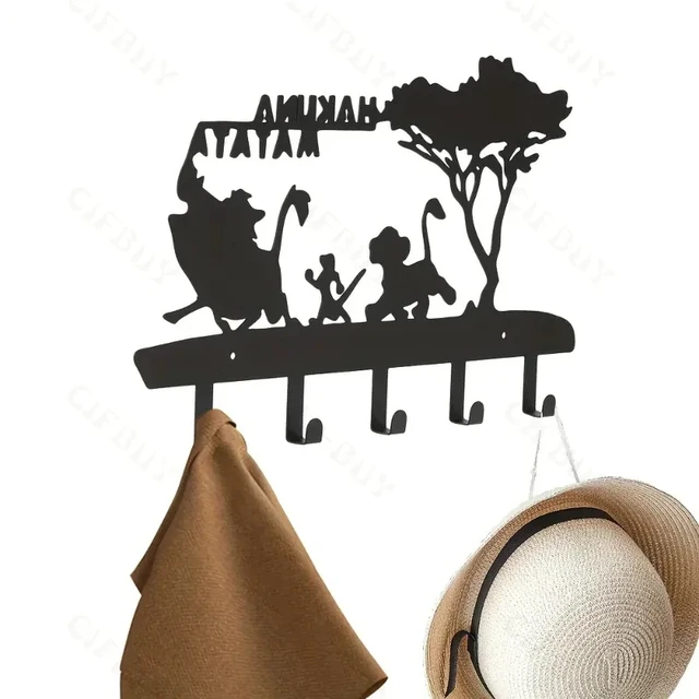 Alt view image 7 of 7 - Key Holder Wall Mounted Key Hook Easy to Install with 5 Hooks Black Metal Key Organizer Coat Rack Storage Rack