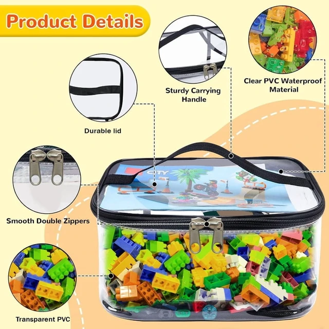 Alt view image 3 of 7 - Transparent Mesh Zipper Toy Storage Bag - Large Capacity Puzzle and Block Organizer, Ideal for Toy and Building Block Storage So